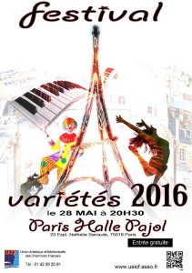 Samedi 28 mai 2016 : festival national de variétés à Paris